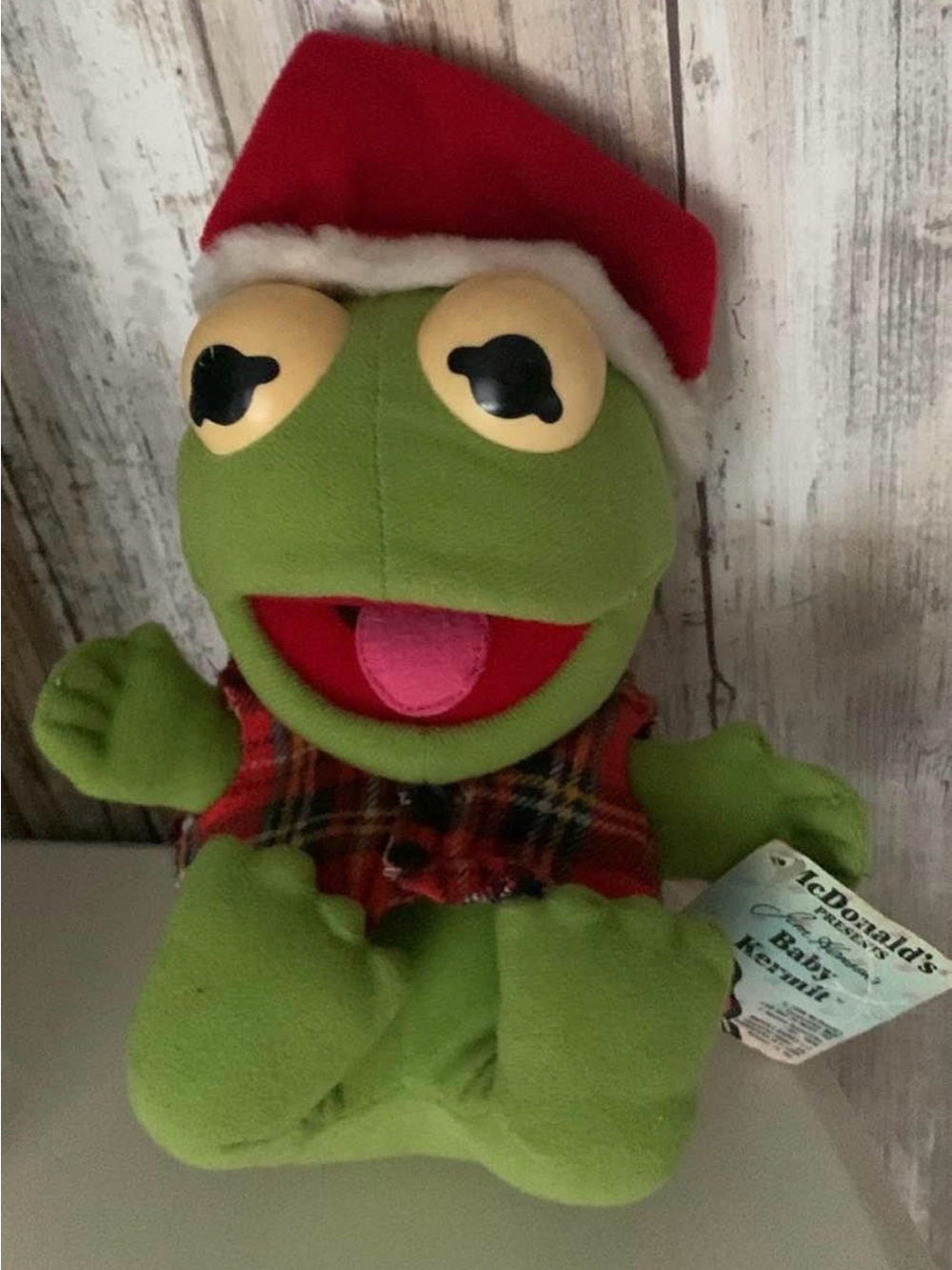 McDonald's Baby Kermit Tag with Light Blue, Green, Red and Black Artwork